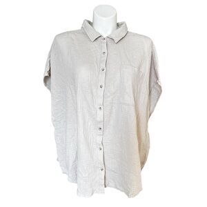 Torrid Cream Textured Cotton Button Front Blouse Pocket Size 5